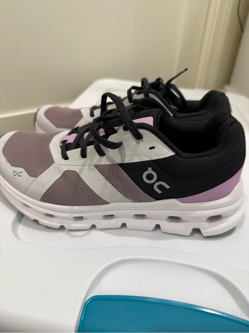 On Running Womens Sneakers - Black, White & Lavender Accents